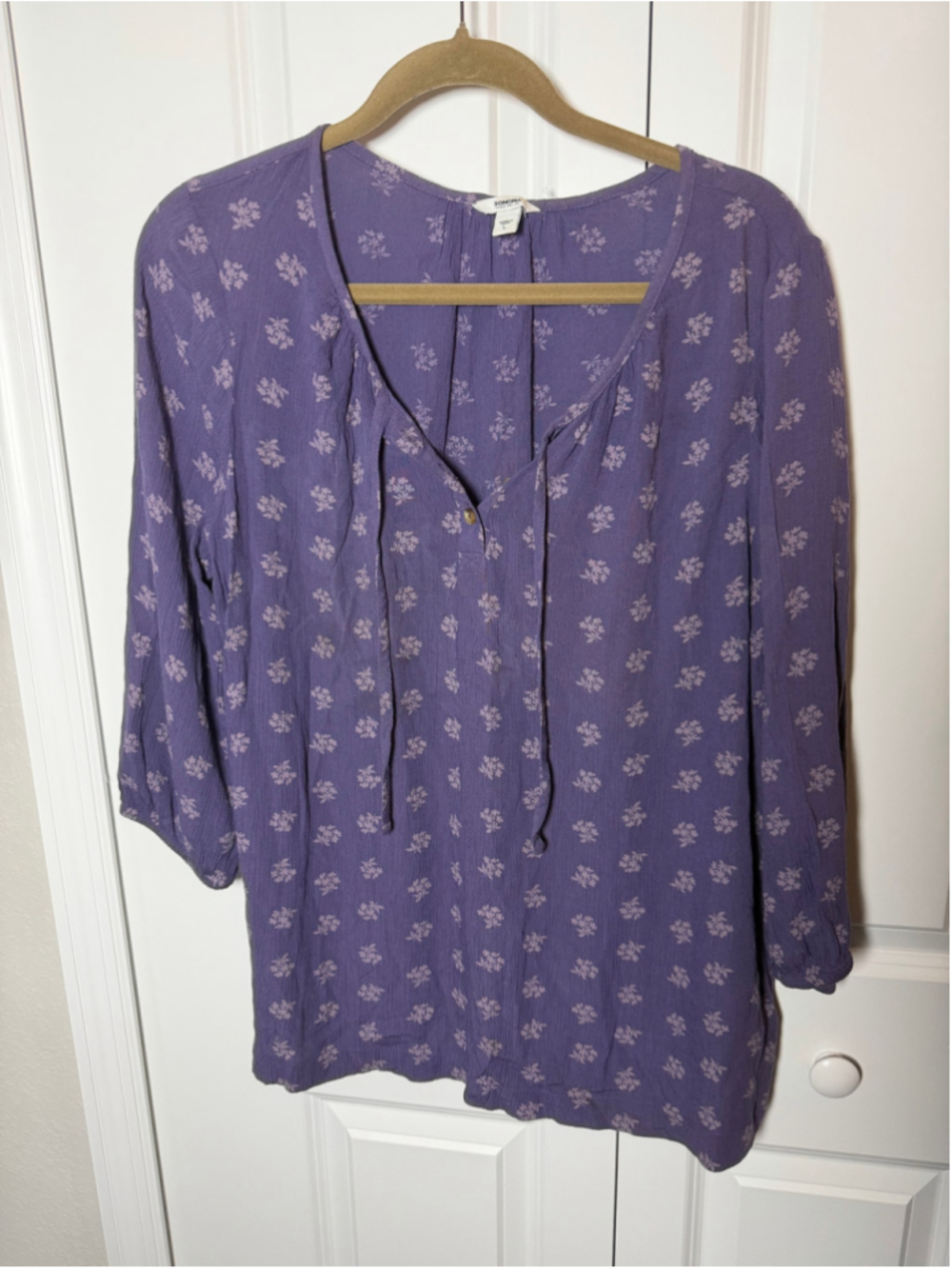 Sonoma Blouse Size L Purple Floral Print Long Sleeve Top